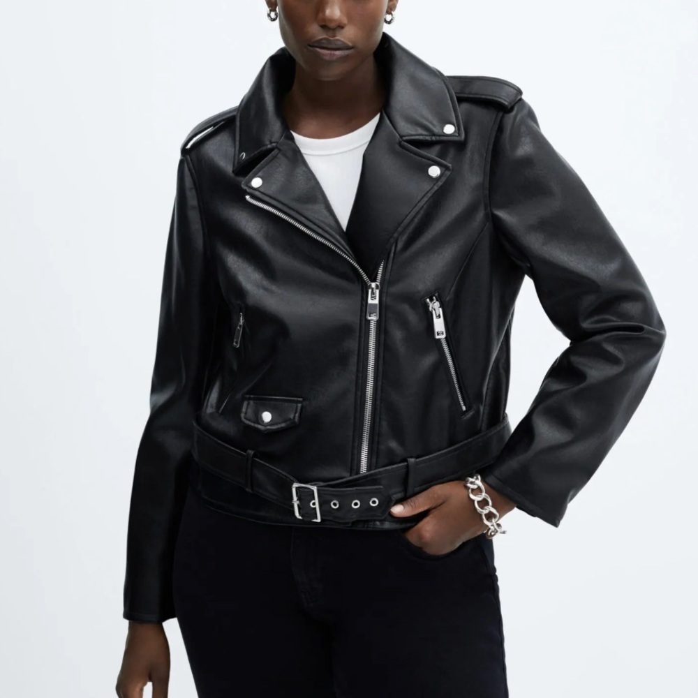 Rebecca Minkoff- NWT Black Faux Leather Silver Metal Moto Jacket